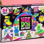 NeeDoh Squishmas Advent Calendar displayed with festive decorations and colorful squishy toys