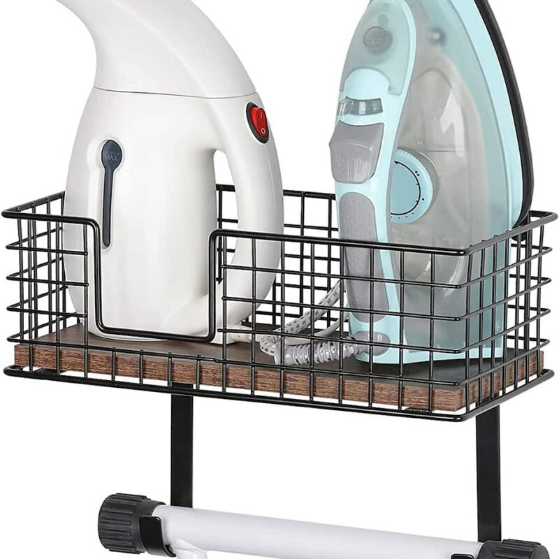 NEX™ Wall Mounted Ironing Board Hanger for T-Leg with Storage Basket