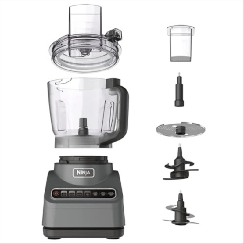 Ninja Food Processor, Professional Plus, 1000 Peak Watts, 4 Functions for Chopping, Slicing, Purees & Dough with 9-Cup Processor Bowl, 3 Blades, Food Chute & Pusher, Silver, BN601