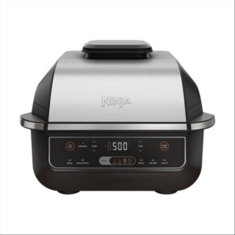 Ninja Foodi 6-in-1 Indoor Grill with Air Fry, Roast EG201 Black/Silver: Smokeless, Cool Touch, Digital Display, Dishwasher-Safe, Recipes Included