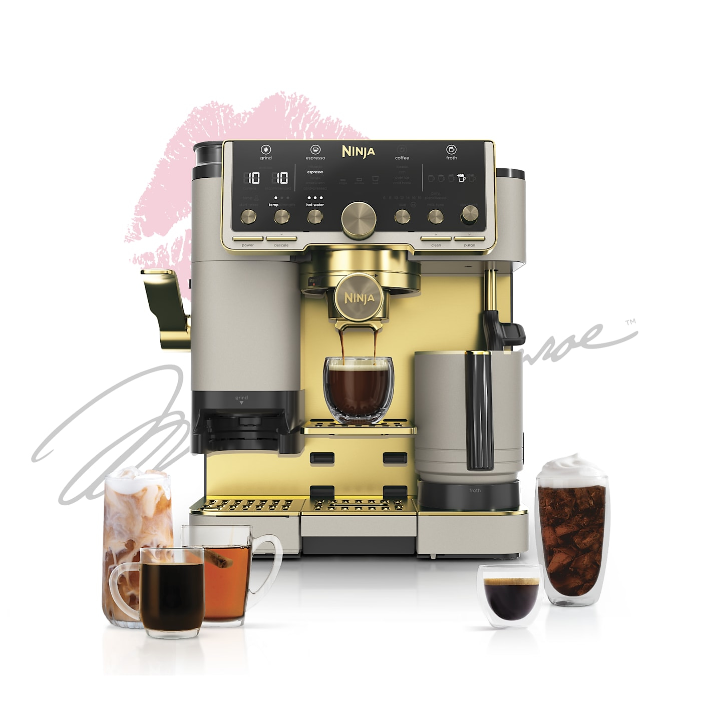 Ninja Luxe™ Café Pro Limited Edition Espresso Machine in Stone & Gold | SharkNinja Shark Home Luxe Collection