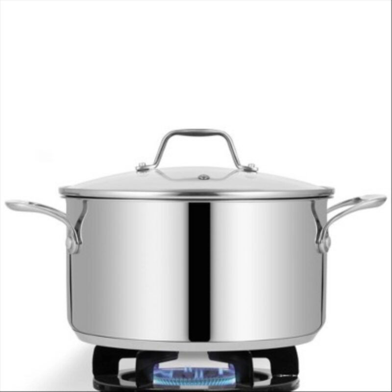 NutriChef Stainless Steel Cookware Stockpot - 8 Quart Heavy Duty Induction Pot with Lid, Polished Stainless Steel (NCSP8)