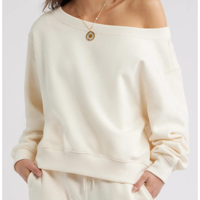 Off the Shoulder Fleece Sweatshirt (Women) | Nordstrom