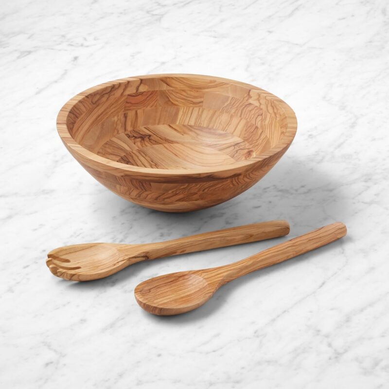 Olivewood Salad Bowl and Salad Servers