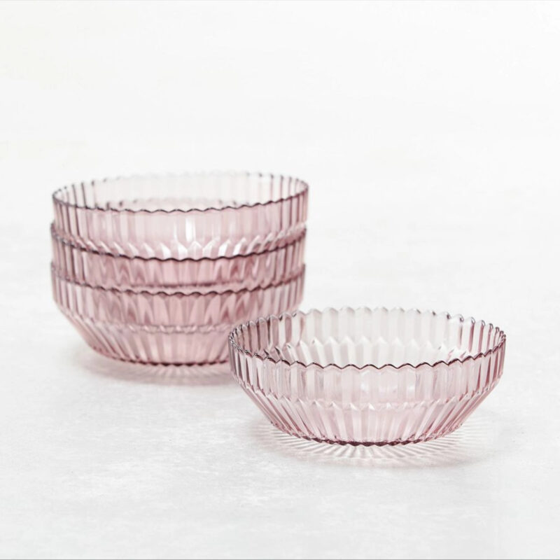 Open Box: Fluted Glass Coupe Bowl, Set of 4 - Blush