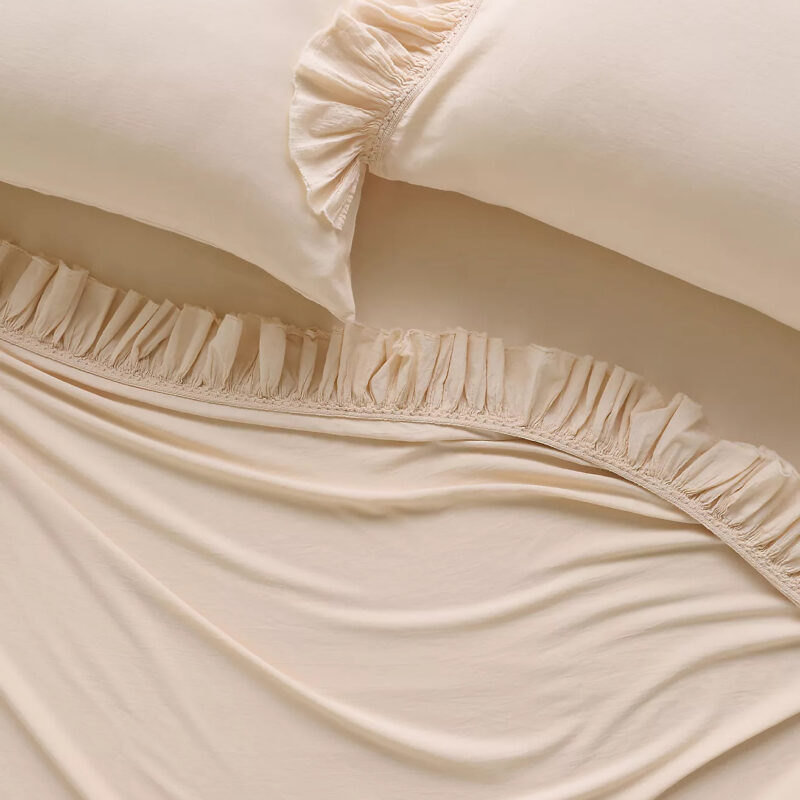 Organic Cotton Spa Sateen Ruffled Sheet Set
