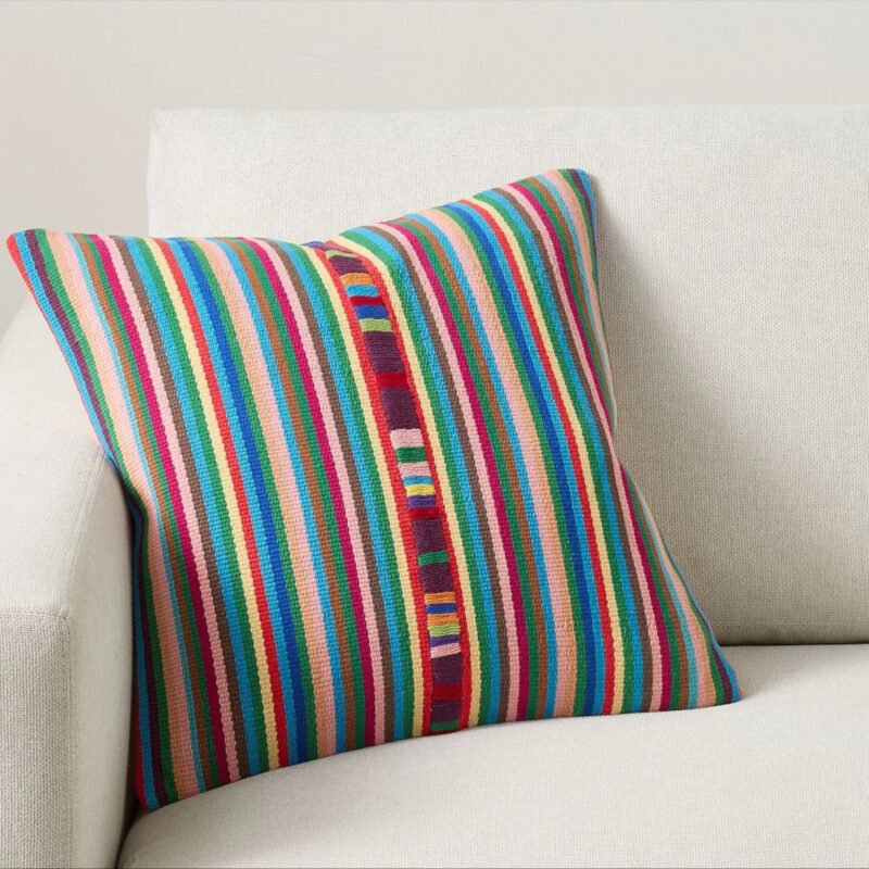 Oswego Multi-Striped Woven Pillow, 20"" x 20"", Multi