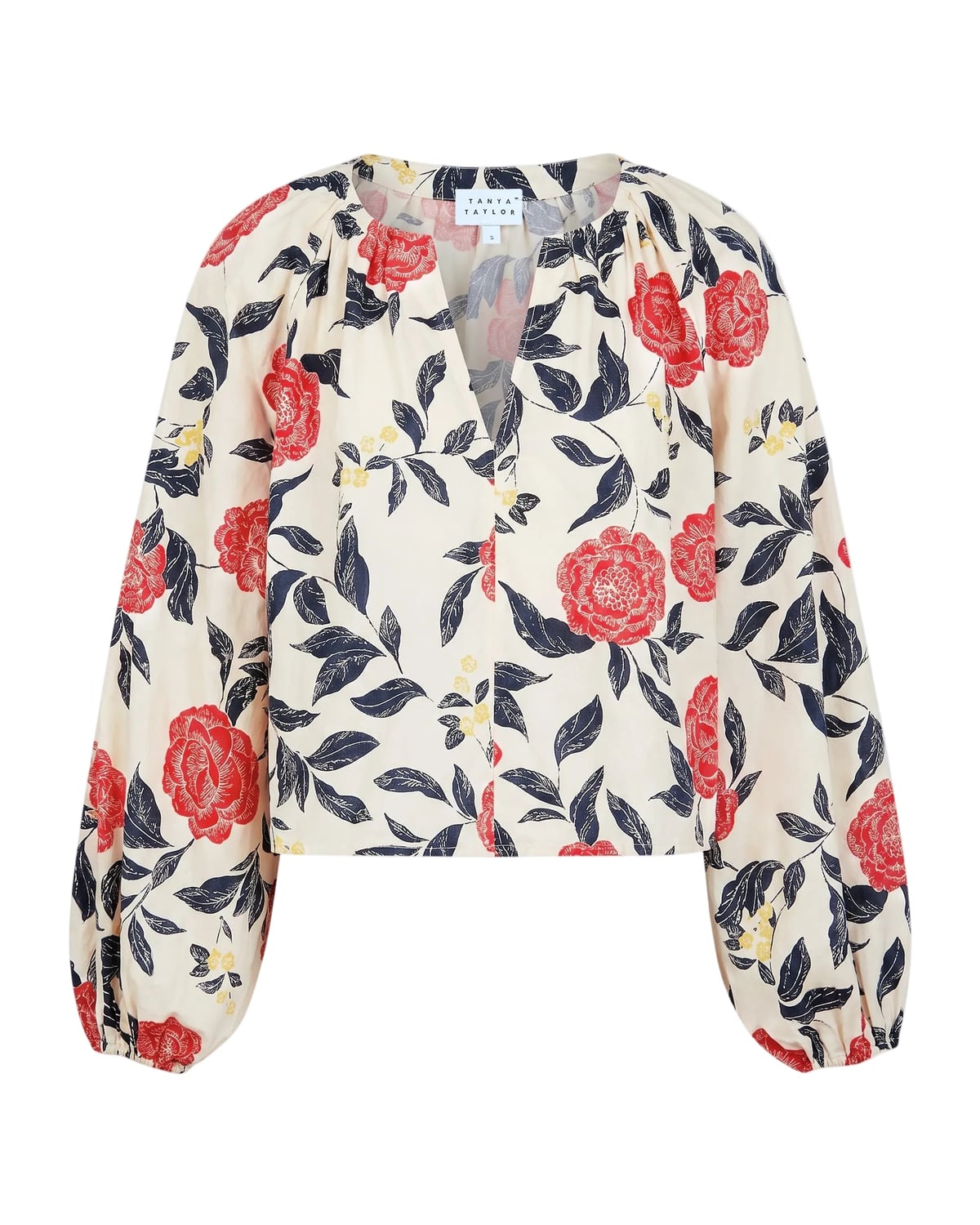 Adelina Top in Cream/Cardinal Red Multi Tanya Taylor
