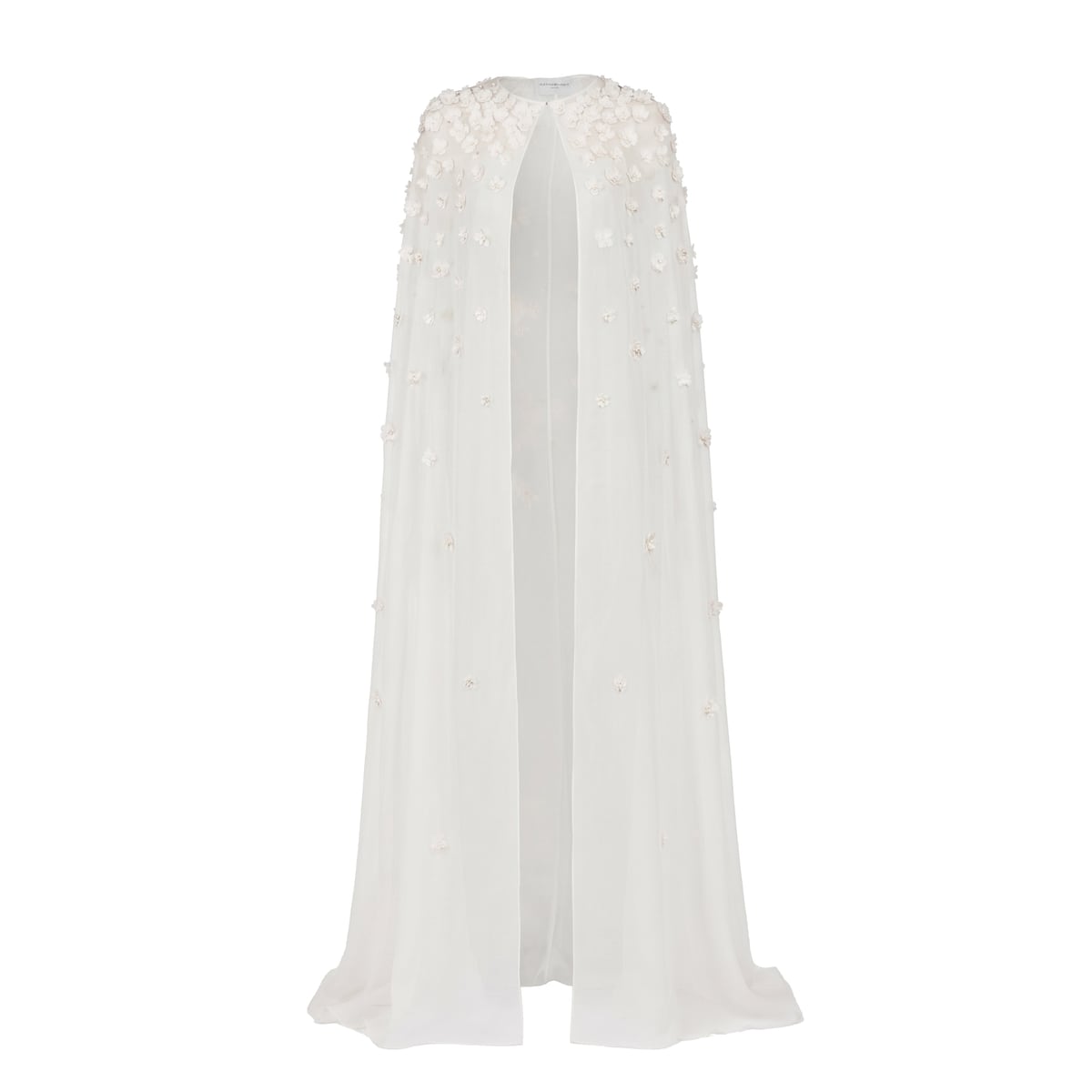 Anne Cape in Ivory Organza with Petite Fabric Flowers Alexandra Pijut