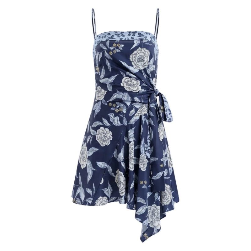 Antona Dress in Maritime Blue Multi Floral Tanya Taylor