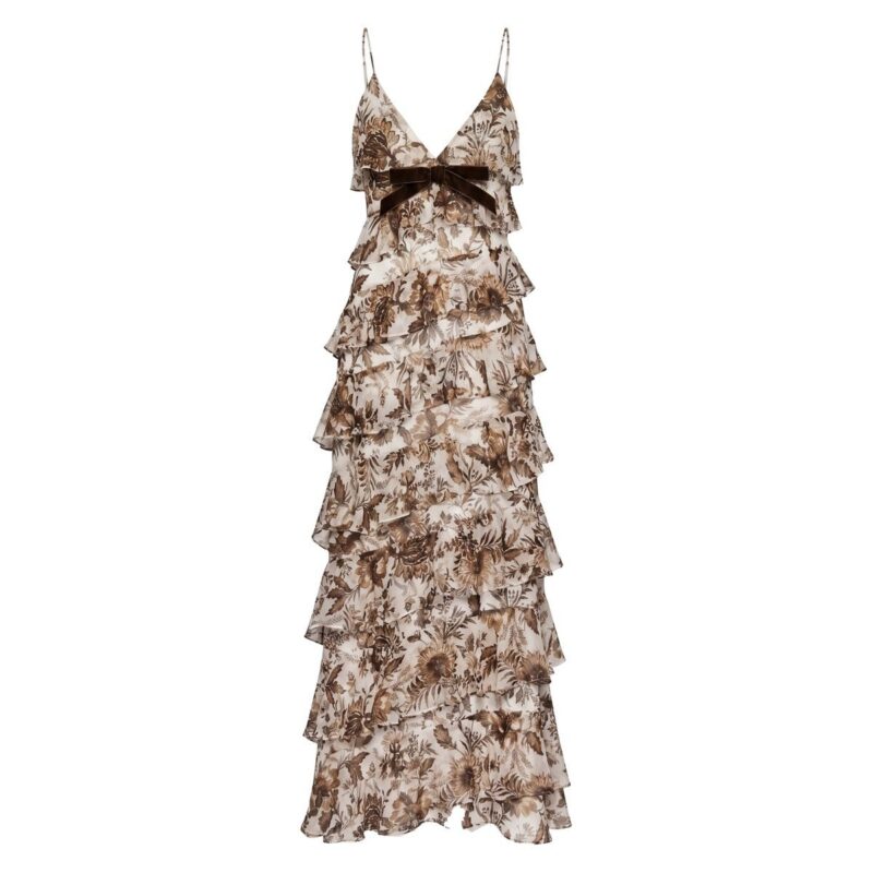 Araminta Dress in Hickory Jacobean Floral Alexandra Pijut