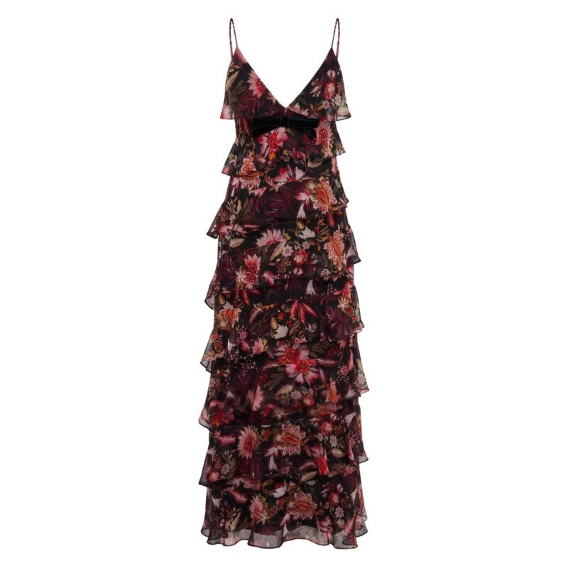Araminta Dress in Scarlet Jacobean Floral Alexandra Pijut