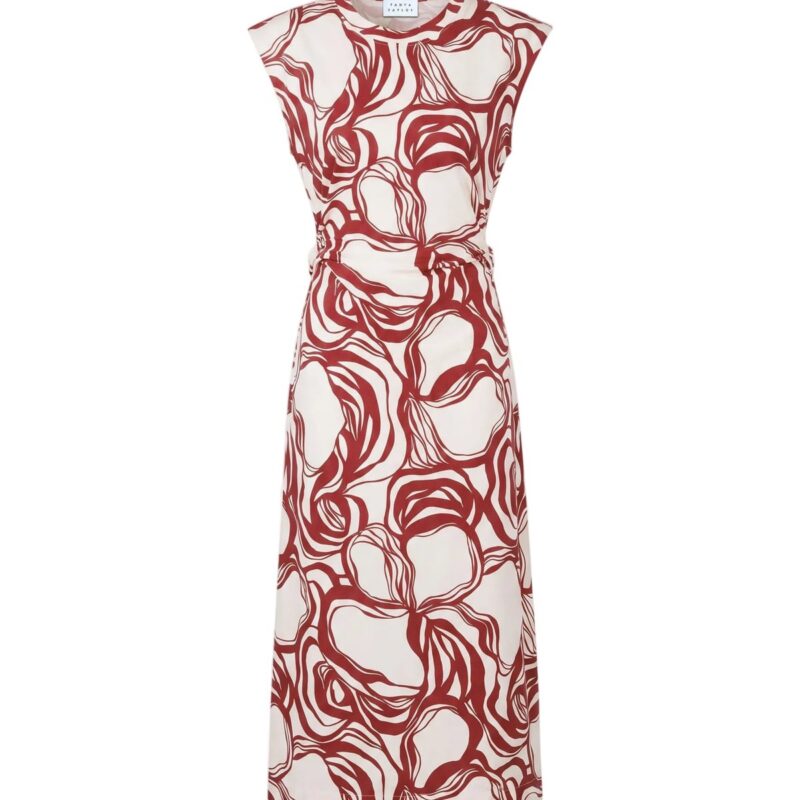 Aurora Dress in Cream/Redwood Multi Tanya Taylor