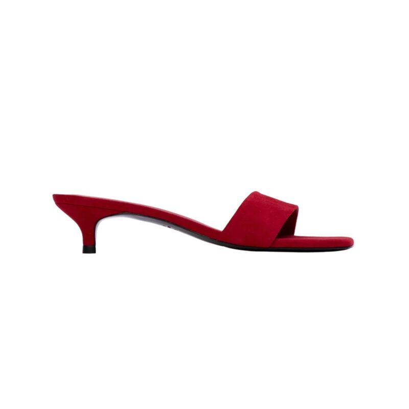 Avery 35 Mule in Cherry Suede Black Suede Studio