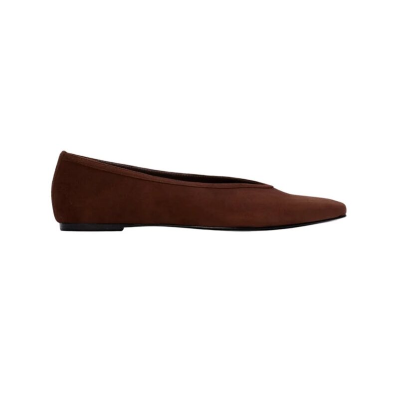 Ayra Flat in Brownie Suede Black Suede Studio