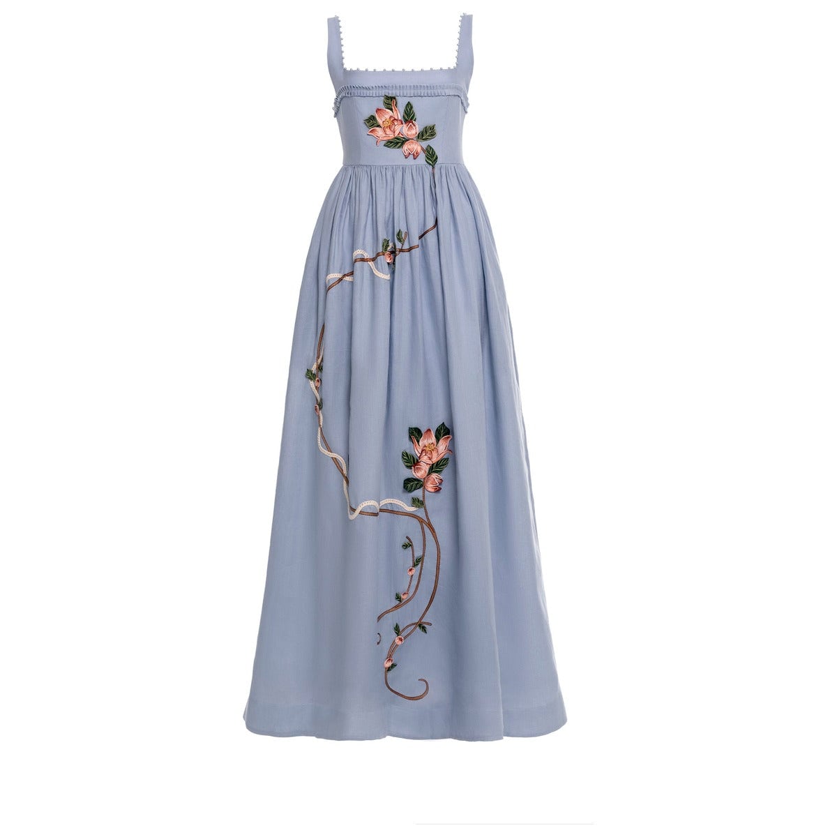 Barbara Maxi Dress in Navegante Agua by Agua Bendita