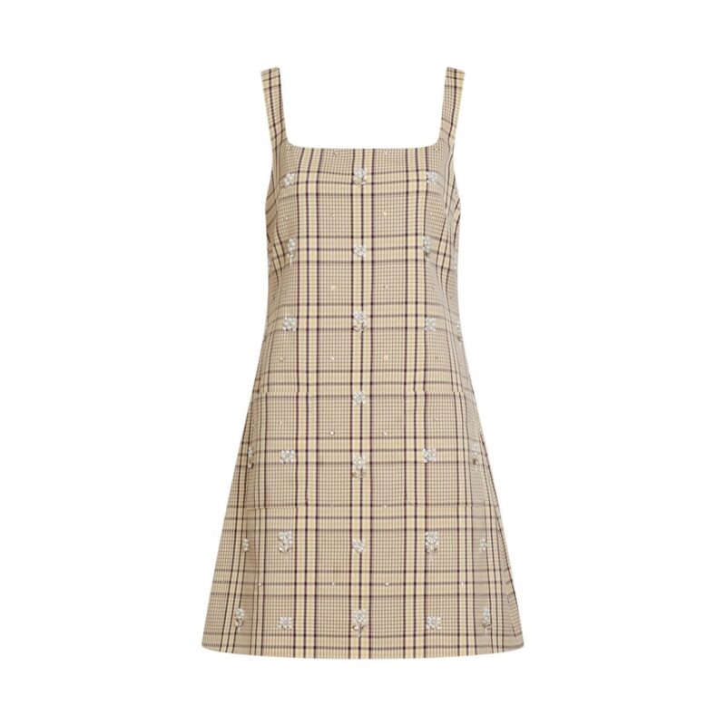 Barton Dress in Wheat/Deep Redwood Multi Tanya Taylor