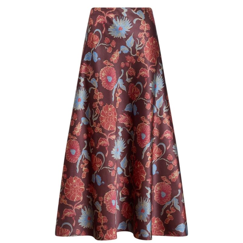 Beth Skirt in Deep Redwood Floral Tanya Taylor