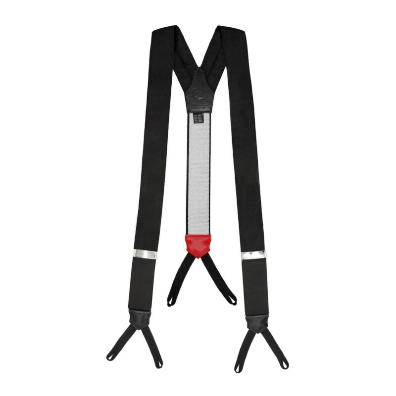 Black Silk and Leather Suspenders Del Toro