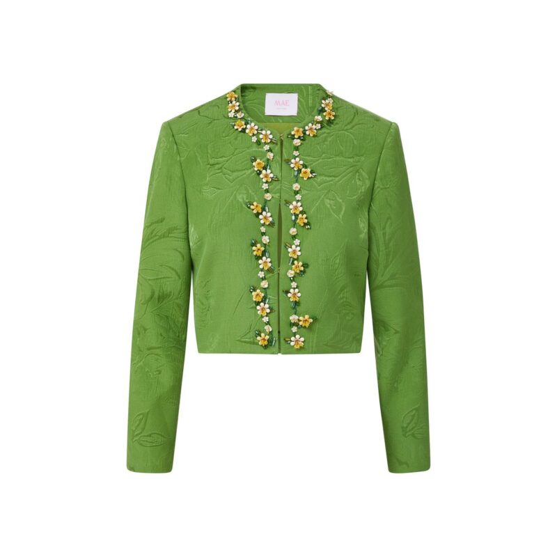 blaire jacket in pistachio brocade MAE NEW YORK