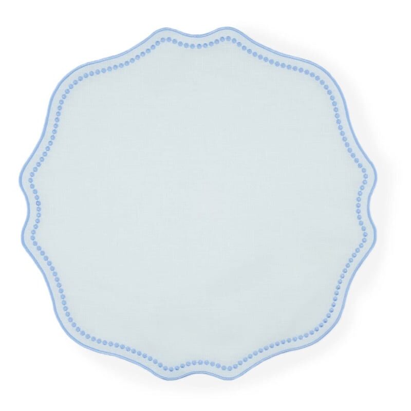 Blue Dotted White Linen Placemat, Set of 4 TriChi Design