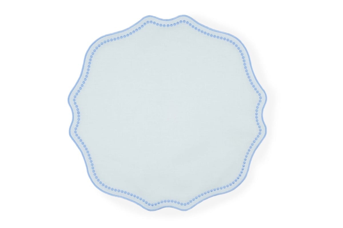 Blue Dotted White Linen Placemat, Set of 4 TriChi Design