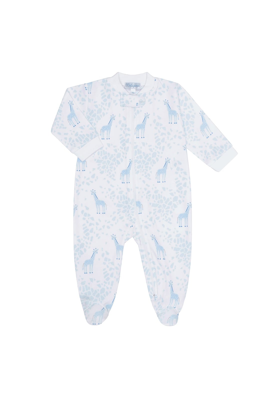 Blue Giraffe Print Zipper Footie Nellapima