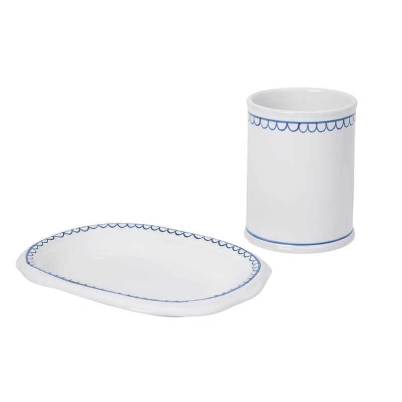 Bouclette Tumbler & Oval Perle Petite Plate in Blue, Set of 2 Z.d.G.