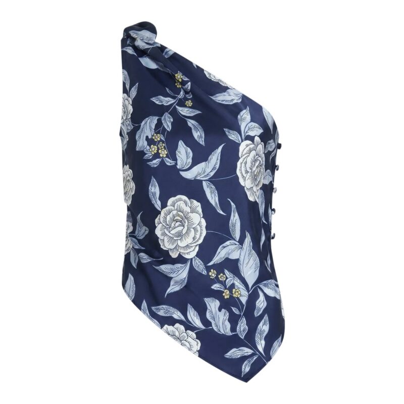 Brigid Top in Maritime Blue Multi Floral Tanya Taylor