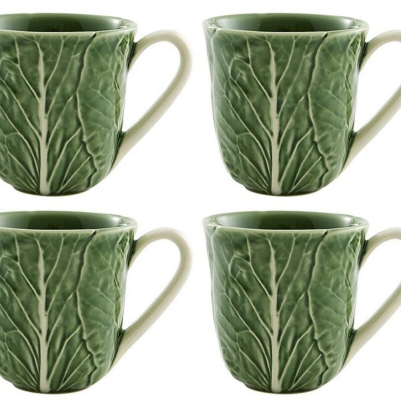 Cabbage Mug in Green, Set of 4 Bordallo Pinheiro