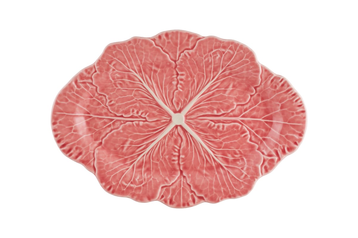 Cabbage Oval Platter 15" in Pink Bordallo Pinheiro