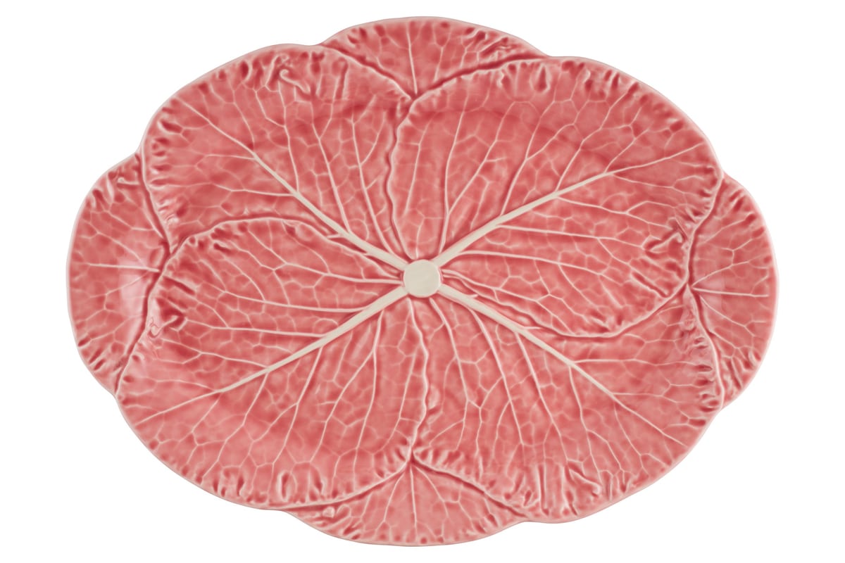 Cabbage Oval Platter 17" in Pink Bordallo Pinheiro