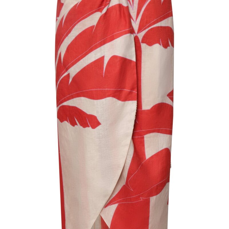 Capurgana Linen Wrap Skirt in Orange Palms Juan de Dios