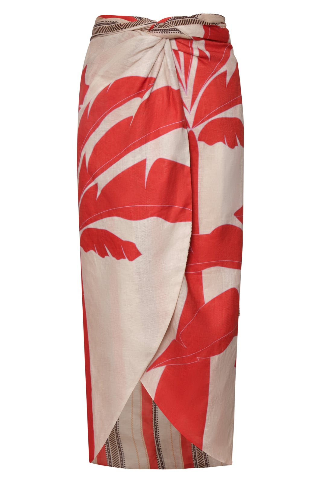 Capurgana Linen Wrap Skirt in Orange Palms Juan de Dios