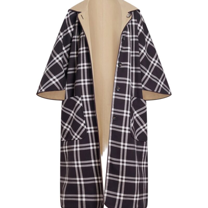 Carlisle Reversible Coat in Dark Fig Plaid Tanya Taylor