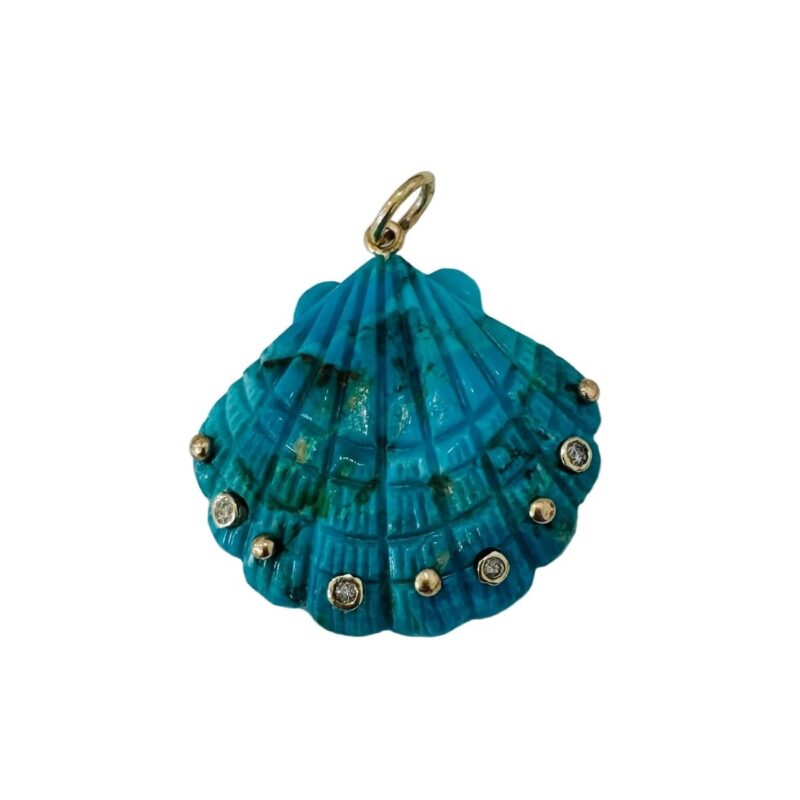 Carved Labradorite Scallop Shell Pendant Theodosia Jewelry