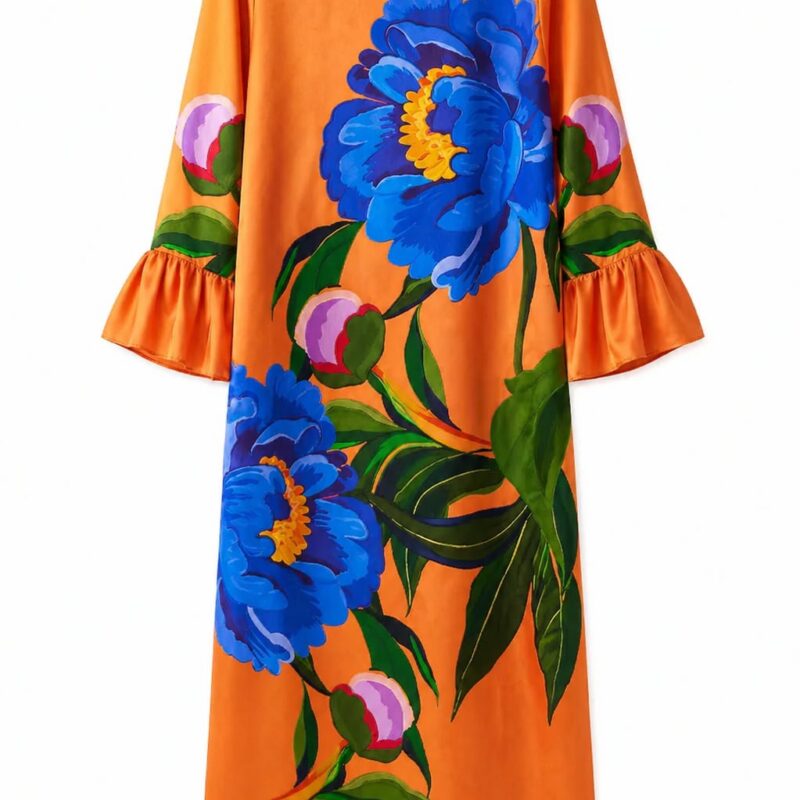 Celeste Satin Dress in Floral Borgo de Nor