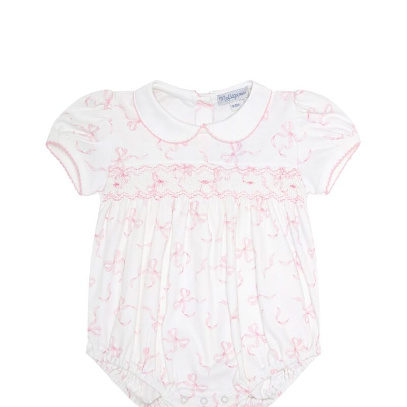 Charming Bows Print Smocked Bubble Nellapima