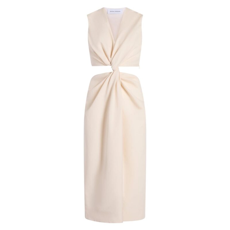 Cotton Twist Dress in Ecru Marina Moscone