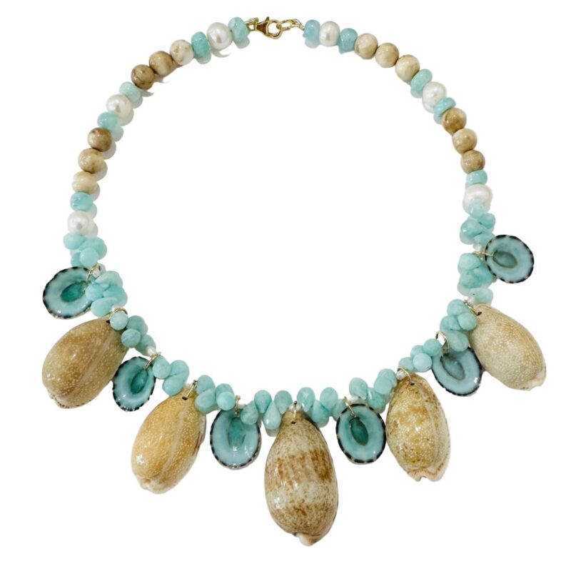Cowrie Shell Collar in Amazonite Theodosia Jewelry