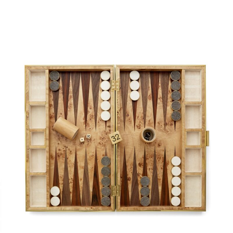 Cream Shagreen Backgammon Set with Dice AERIN