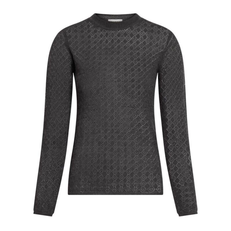 Crew Neck Kayden Knit in Dark Heather Gray Tanya Taylor