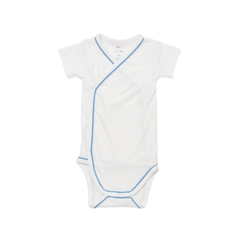 Crossbody Short Sleeve One-piece in Blue Piping Oso & Me