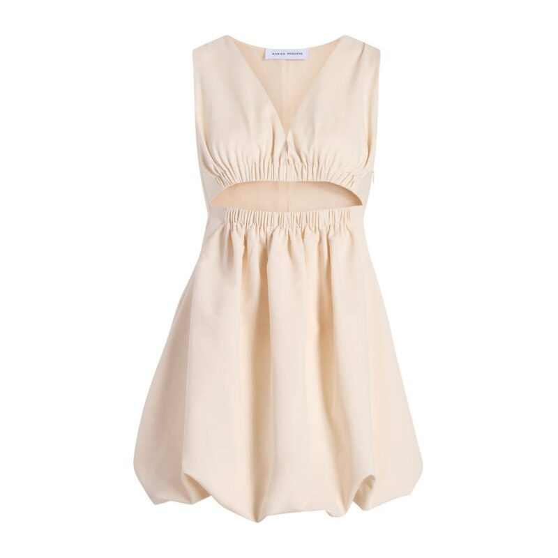 Cutout Cotton Bubble Dress in Ecru Marina Moscone