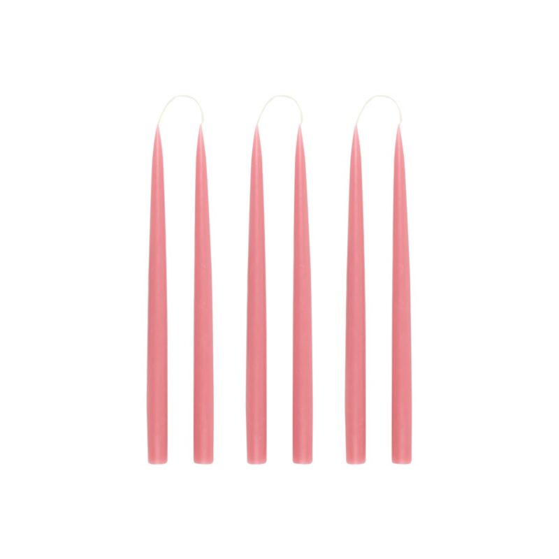 Danish Taper Candles in Rose, Set of 6 Rebecca Udall