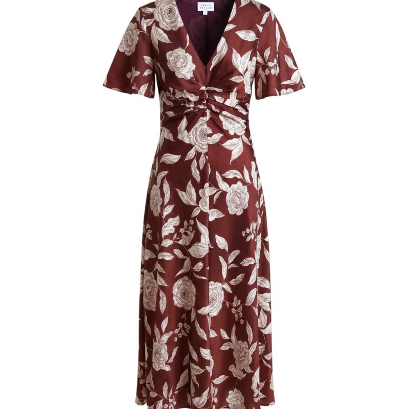 Daphne Dress in Deep Redwood Multi Tanya Taylor