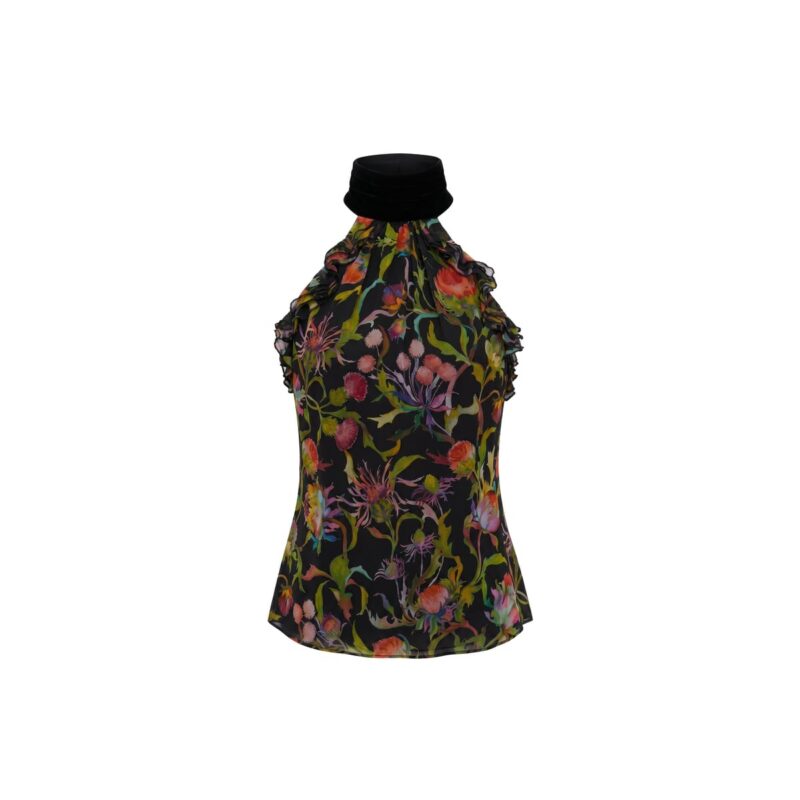Darcy Top in Rainbow Thistle Silk Chiffon Alexandra Pijut