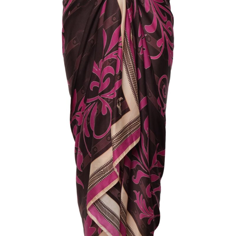 De La Falaise Cotton Silk Sarong in Fuchsia Flowers Juan de Dios