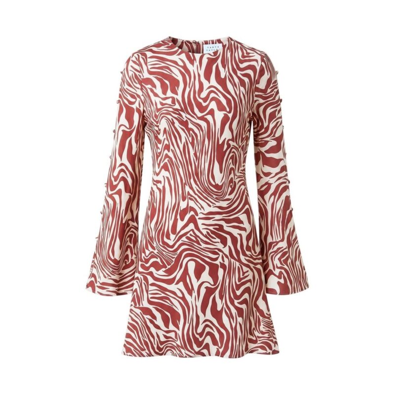 Demi Dress in Redwood/Cream Multi Tanya Taylor