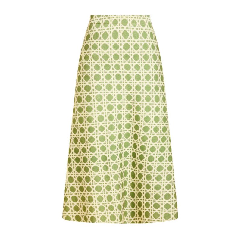 Demi Midi Skirt in Evergreen Lattice Mestiza New York